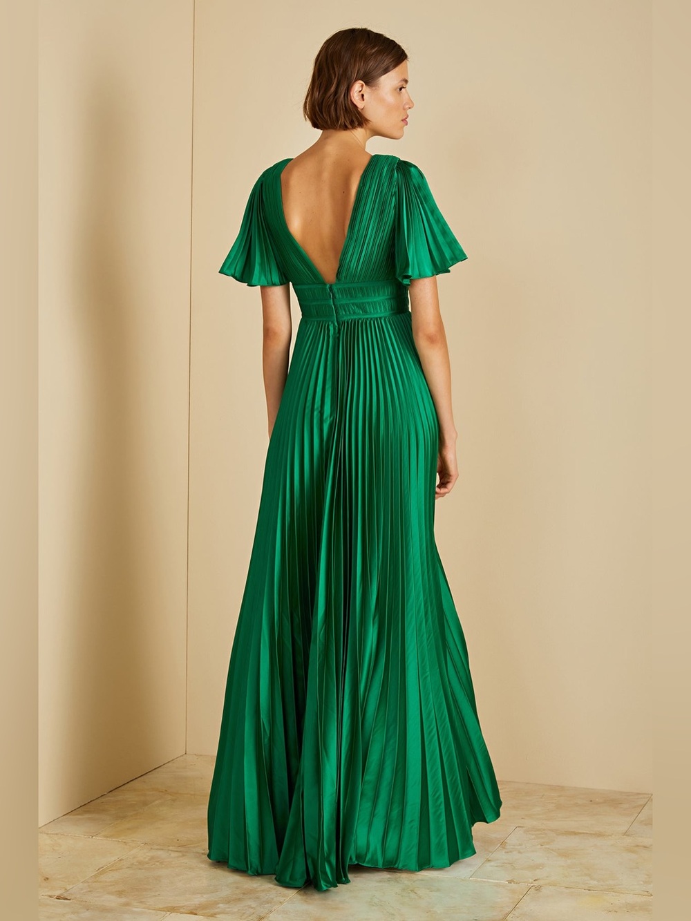 Amur Womens Jupiter Pleated Sleeve Gown, Green nwt 4 - Picture 3 of 6